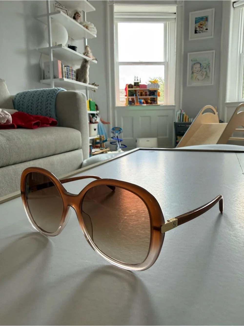 Stella McCartney Gradient Brown to Clear Oversized Round Sunglasses